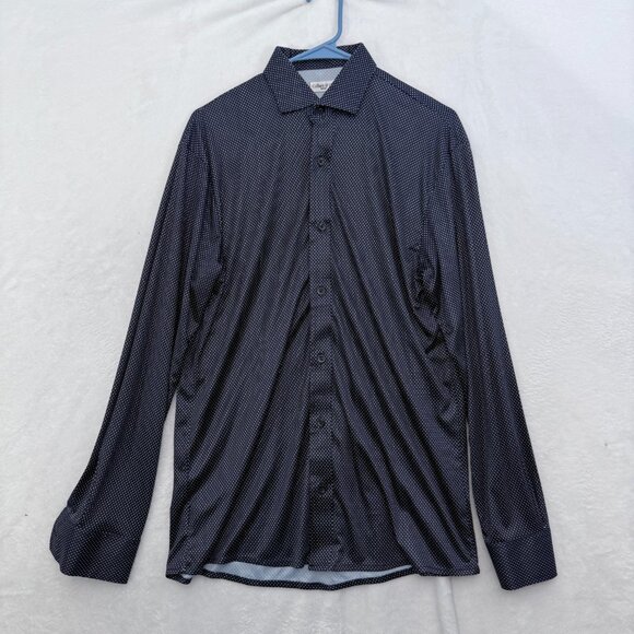 Collars & Co Other - Collars & Co Shirt Mens M Blue Polka Dot Stretch Performance Button Up